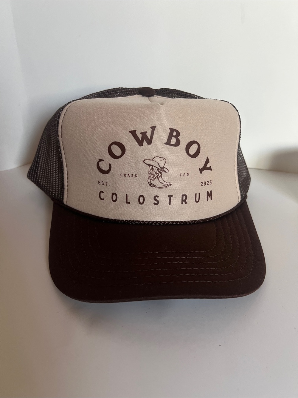 OTTO Cowboy Colostrum Trucker Hat - Cream & Brown